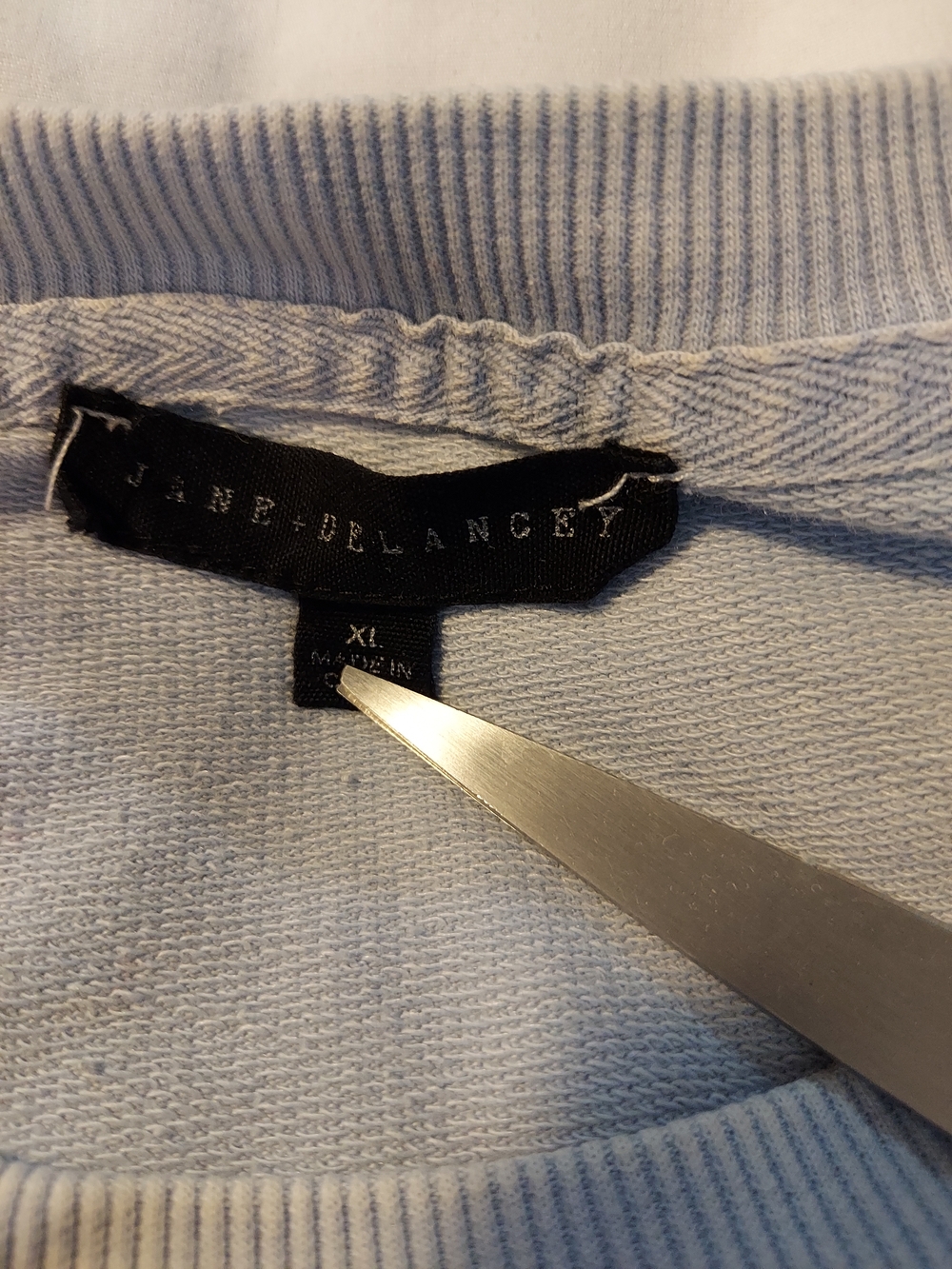 Jane + Delancey Acid Wash Cargo Sleeve Sweatshirt - Pale Blue - Picture 3 of 8